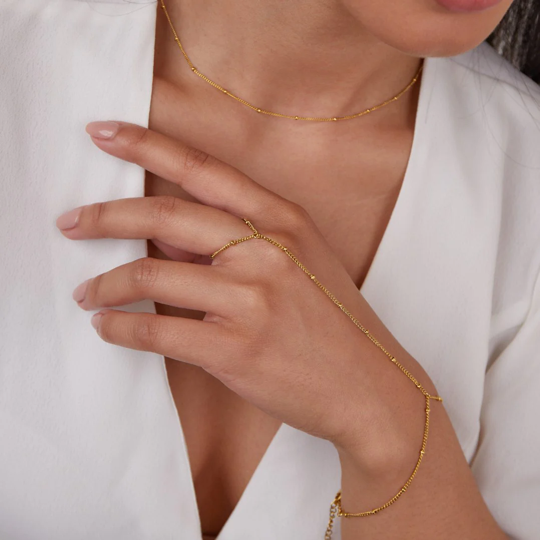 18K Gold Hand Chain Bracelet - Image 2