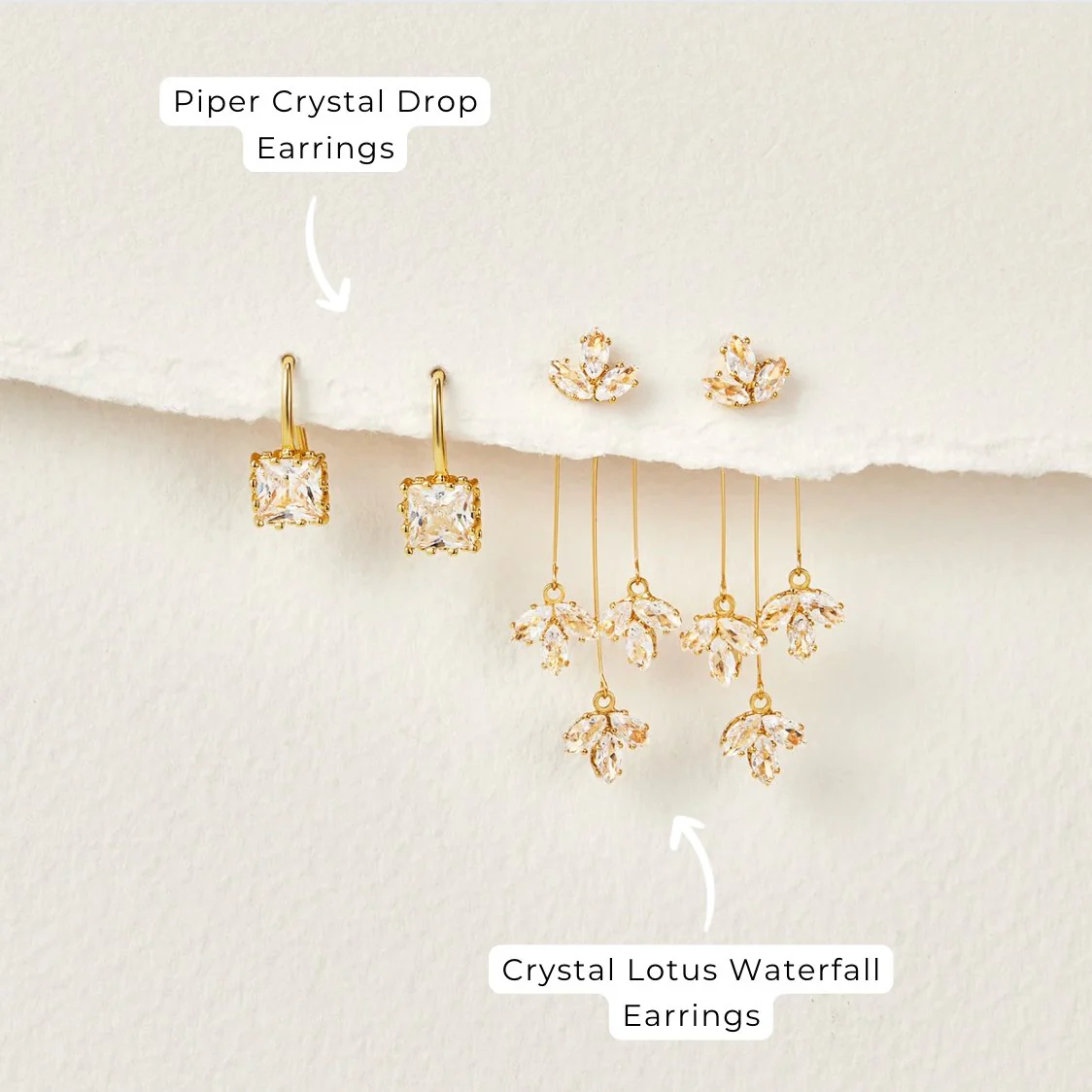 Crystal Lotus Waterfall Earrings - Image 11