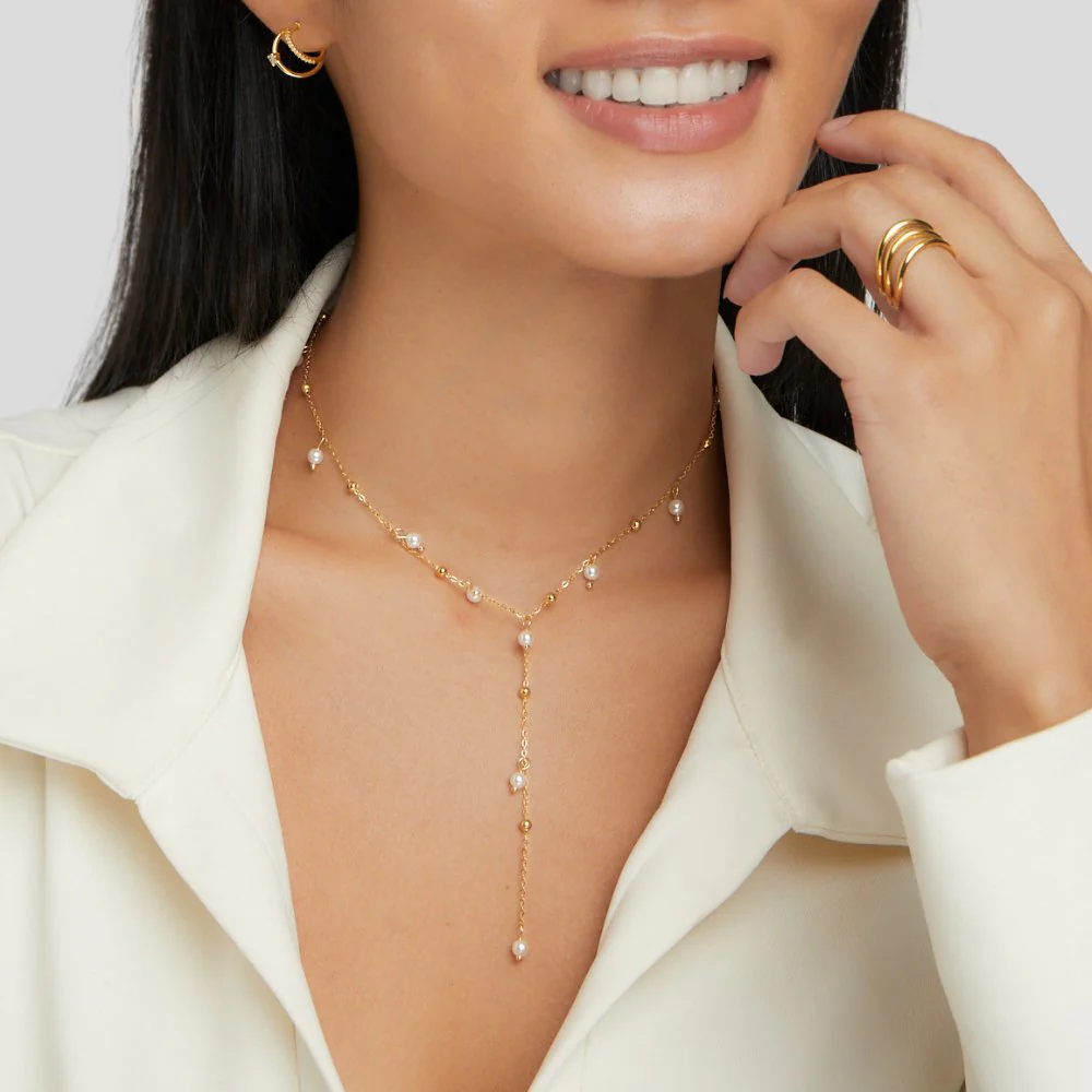 Lariat Pearl Drop Necklace - Image 2