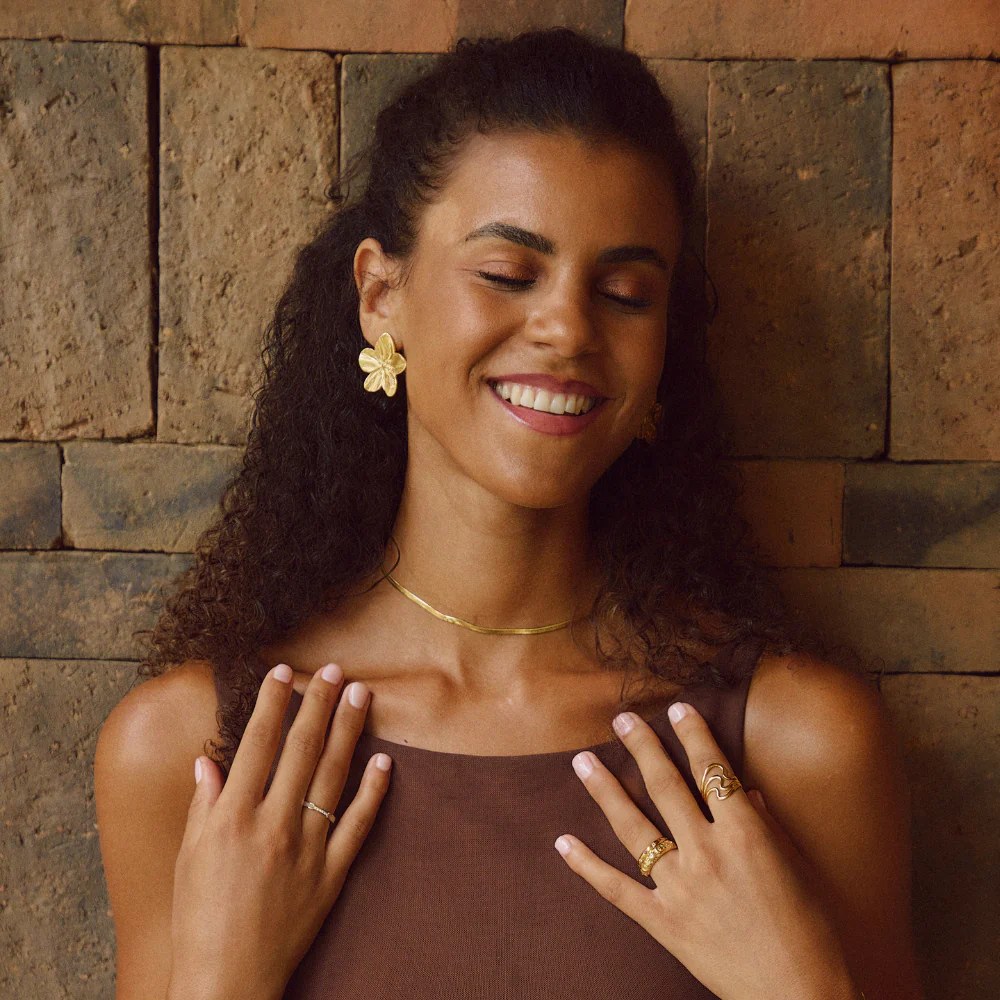 Gold Blossom Earrings - Image 3