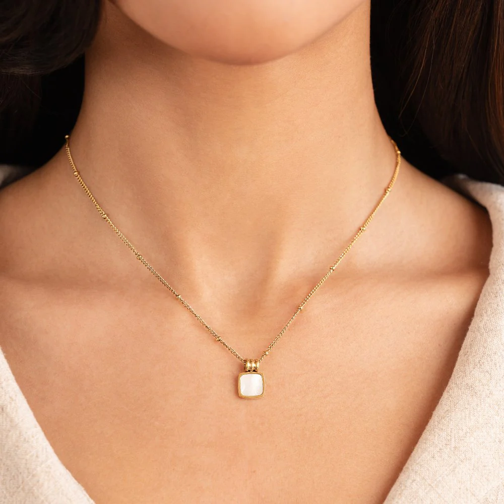 Lucia White Shell Pendant Necklace - Image 2