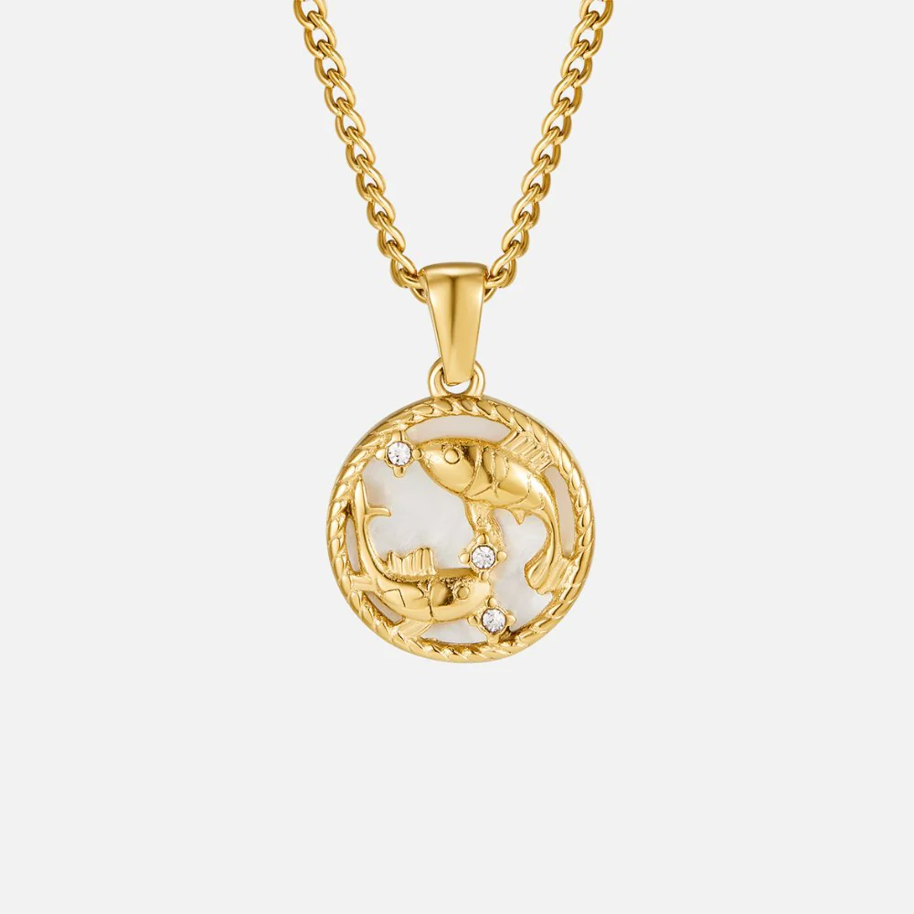 White Shell Zodiac Coin Necklace - Image 17
